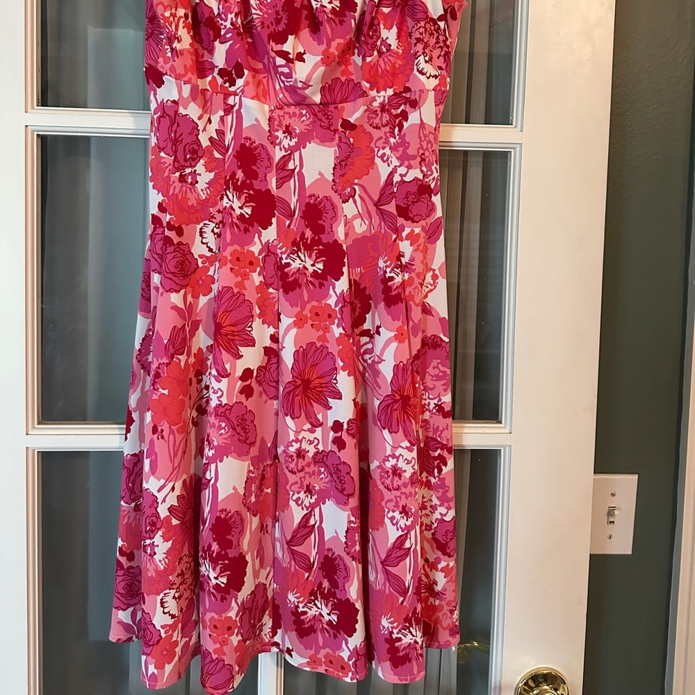 Y2K Pink Floral Sundress – Small – Empire Waist – Soft Girl Summer Vibes